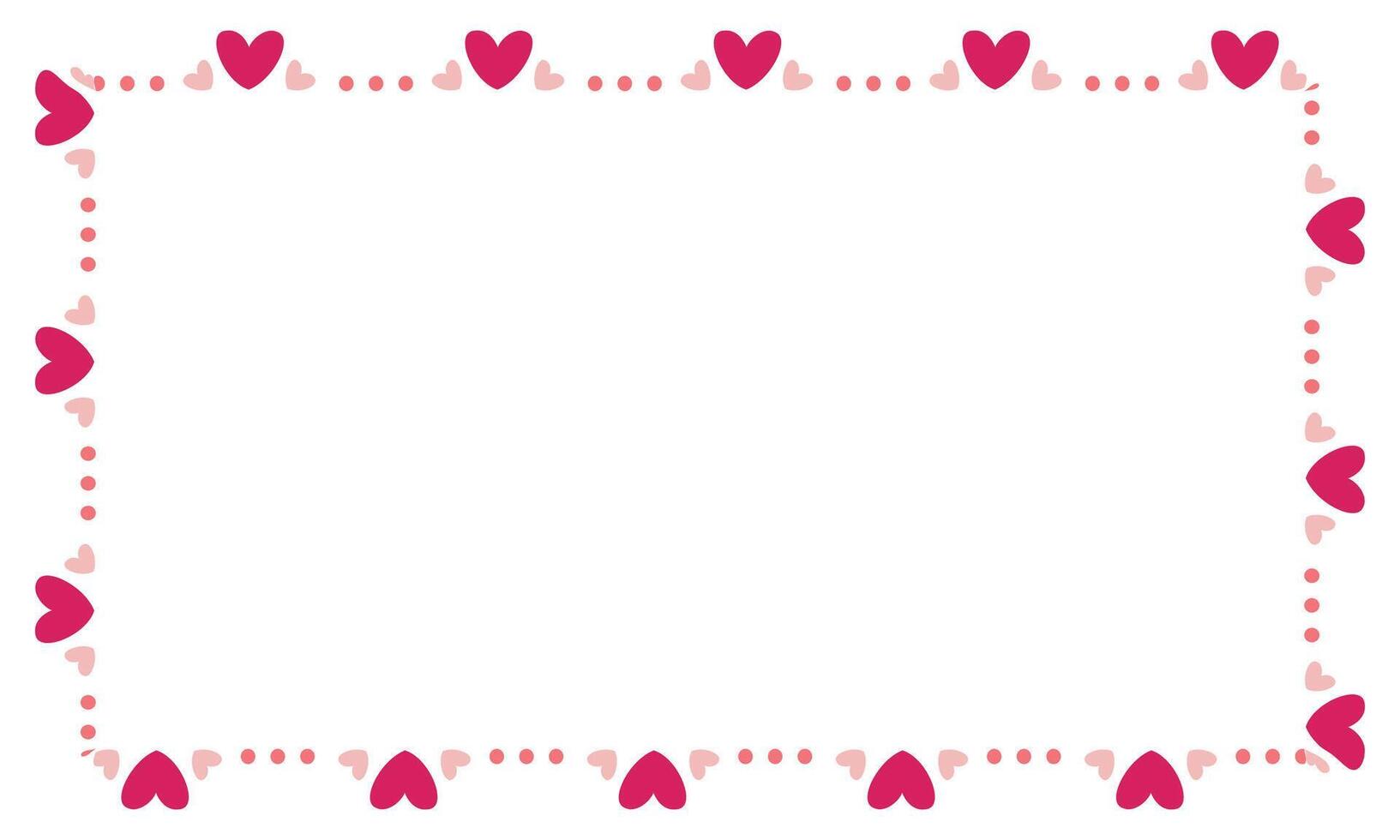 Hand drawn hearts border and frame on white background vector