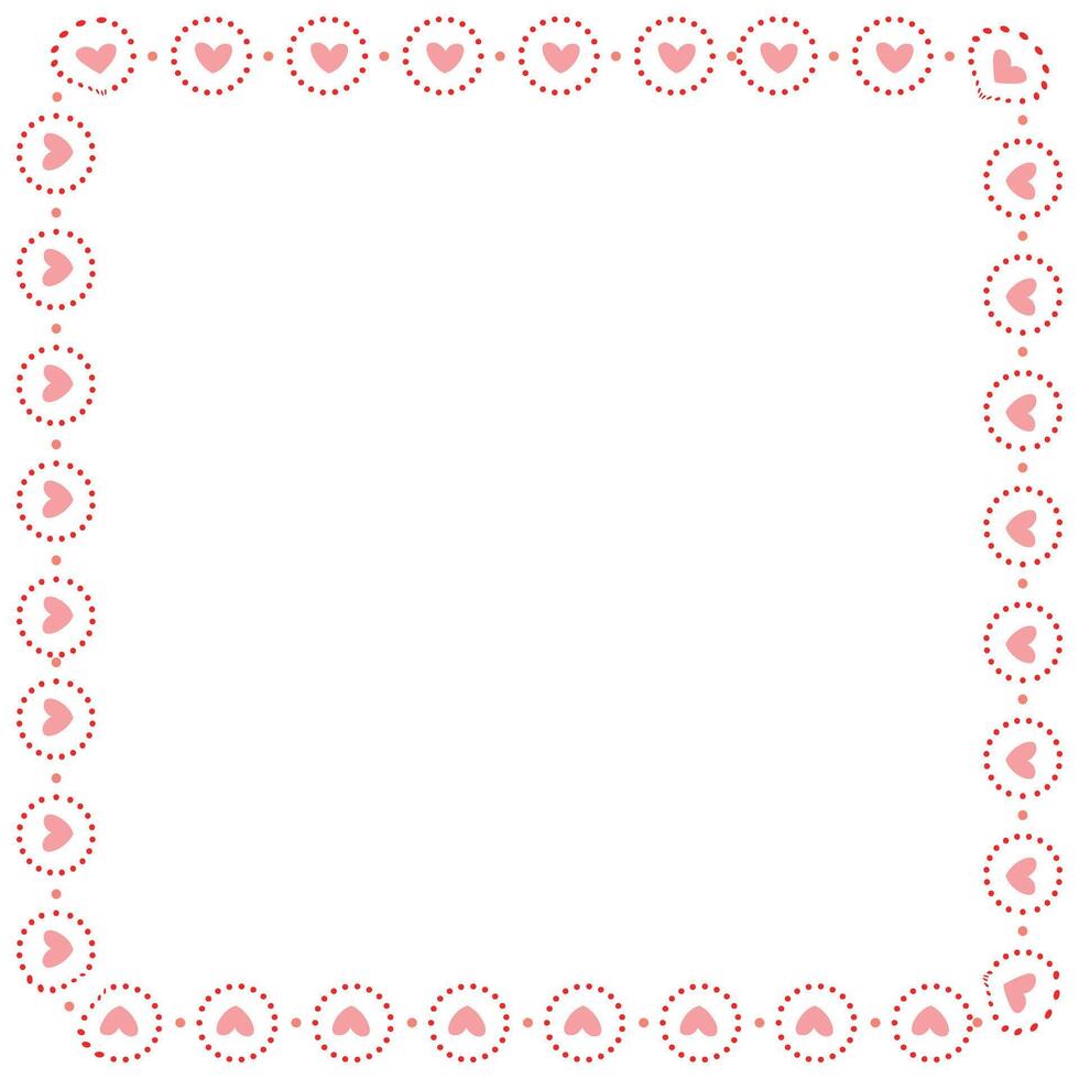 Hand drawn hearts border and frame on white background vector