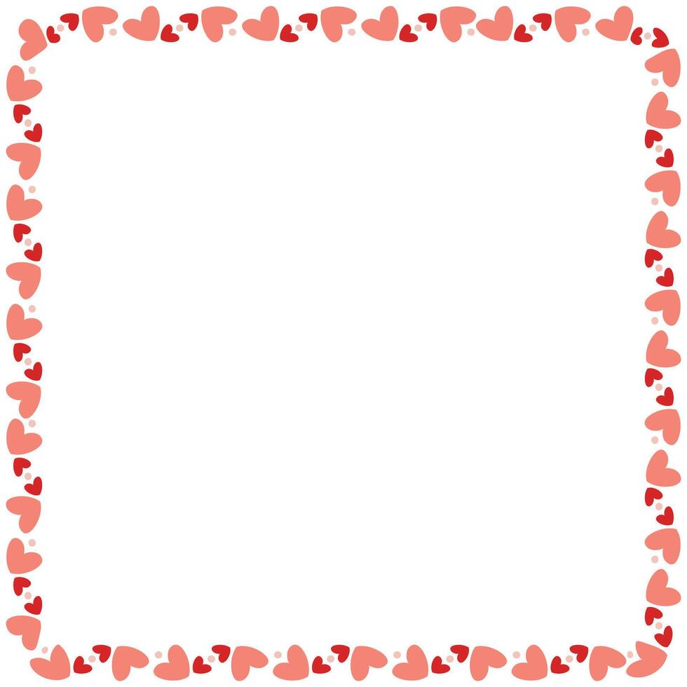 Hand drawn hearts border and frame on white background vector