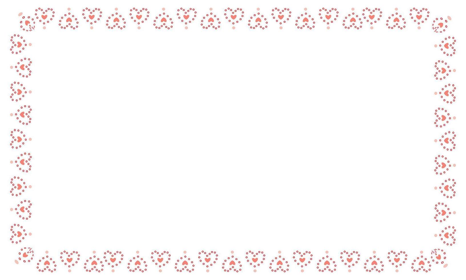 Hand drawn hearts border and frame on white background vector
