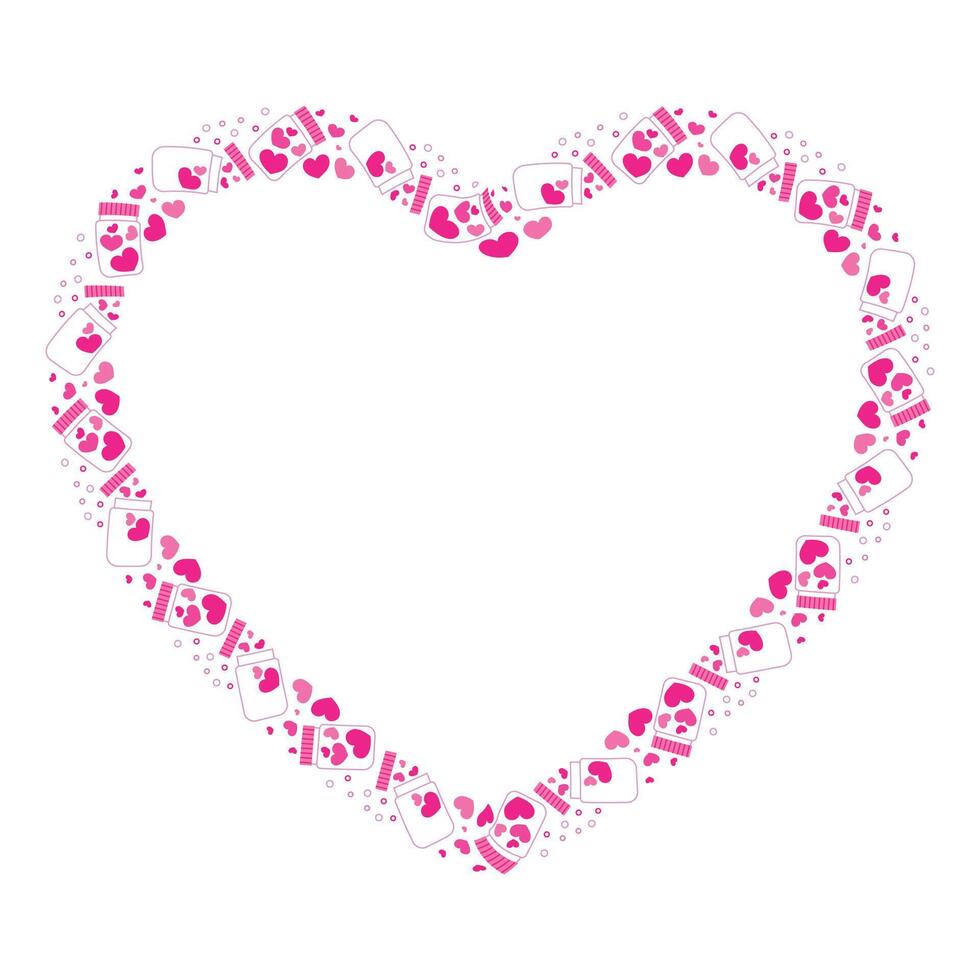 Hand drawn hearts border and frame vector