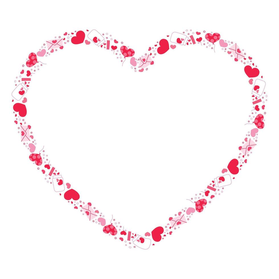 Hand drawn hearts border and frame vector