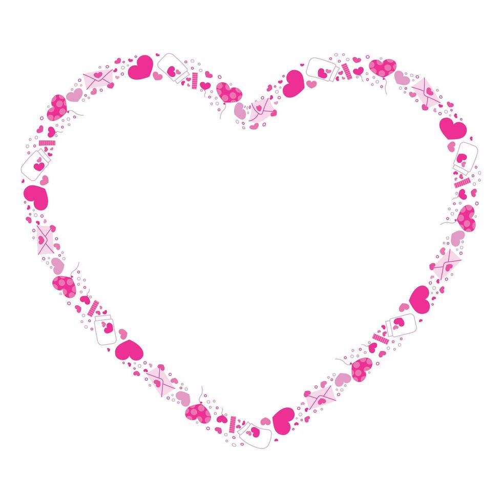 Hand drawn hearts border and frame vector