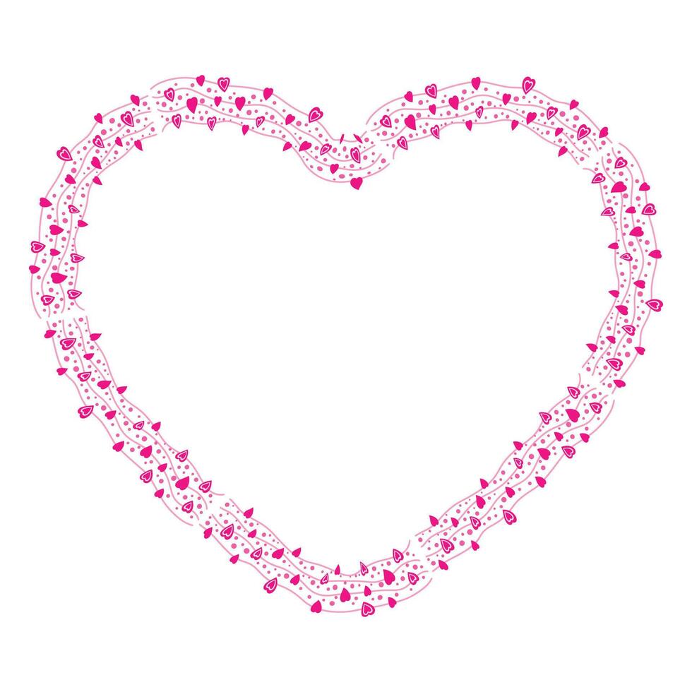 Hand drawn hearts border and frame vector