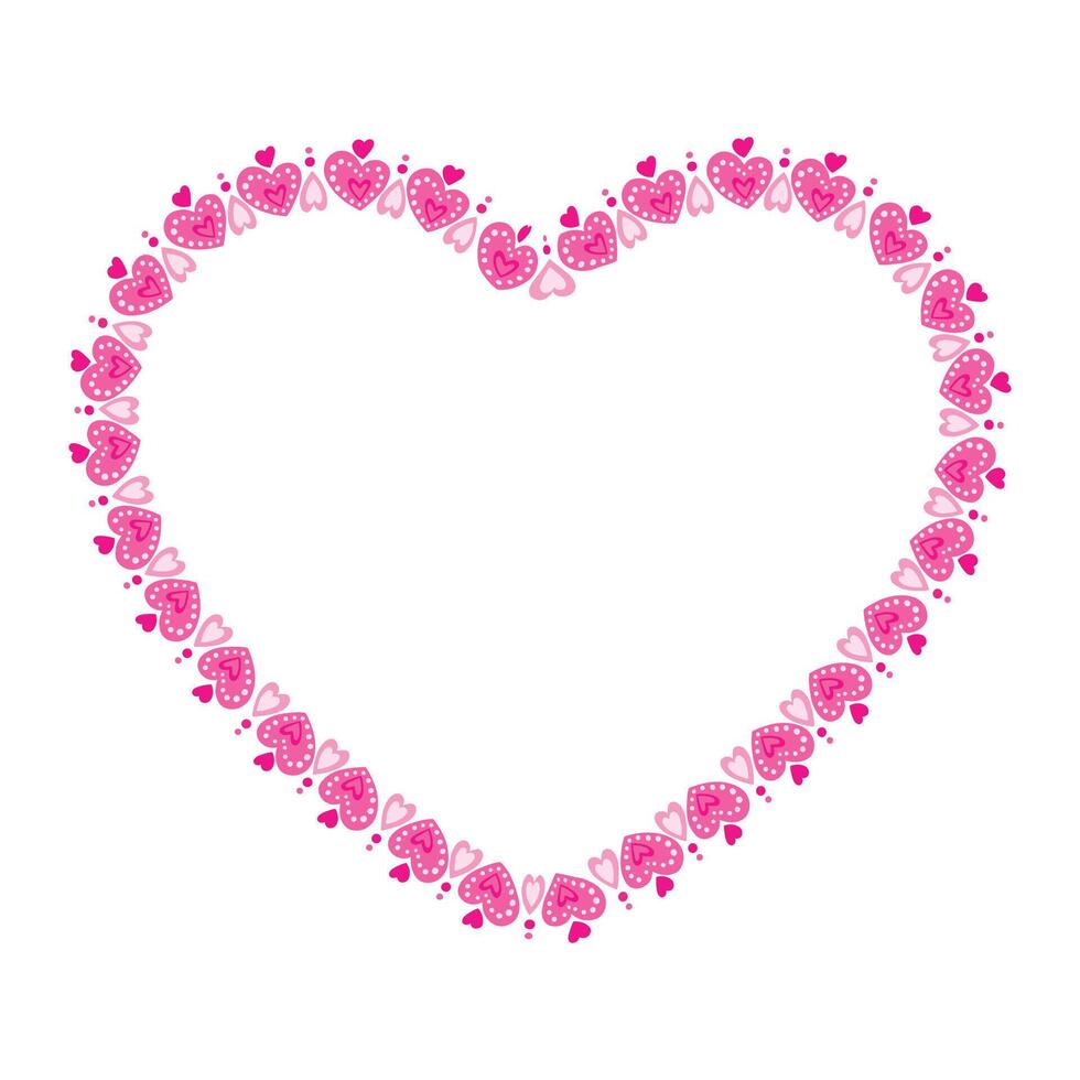 Hand drawn hearts border and frame vector