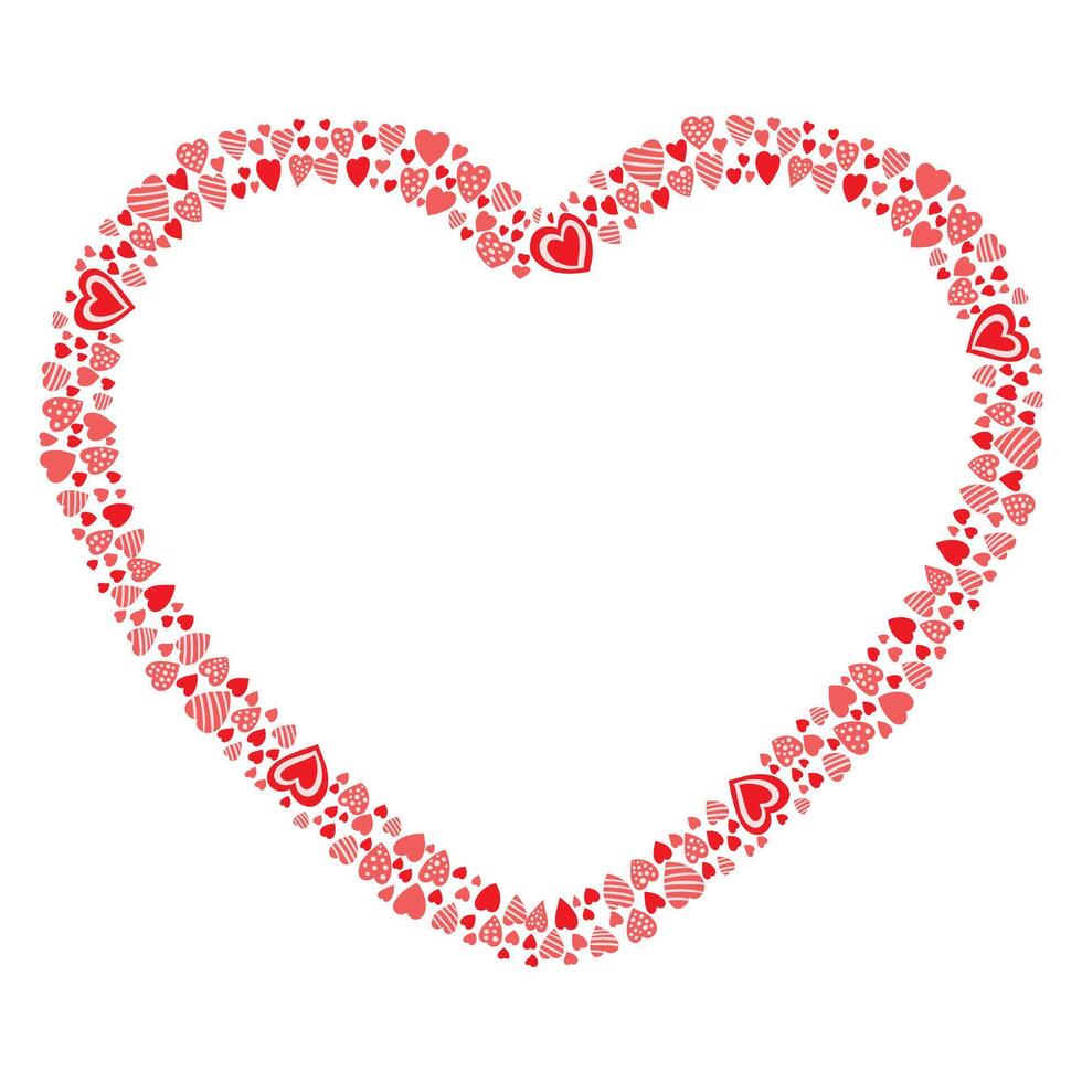 Hand drawn hearts border and frame vector
