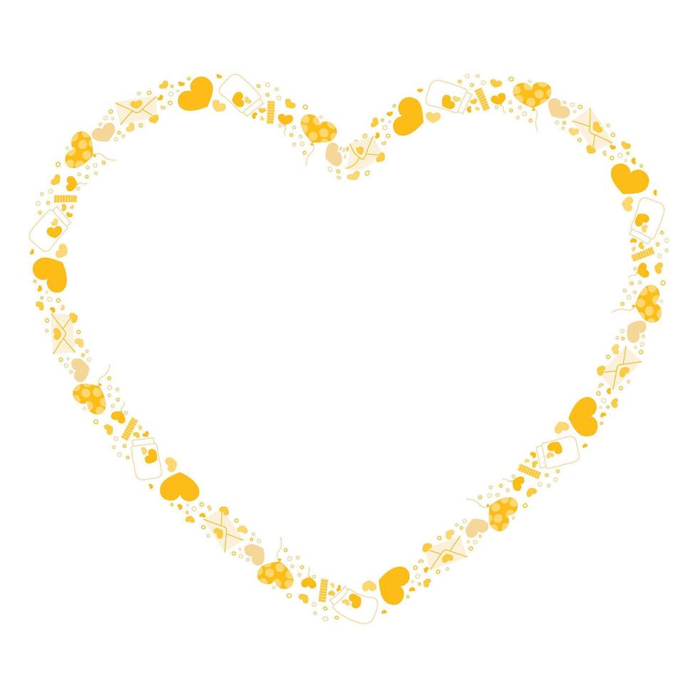 Hand drawn hearts border and frame on white background vector