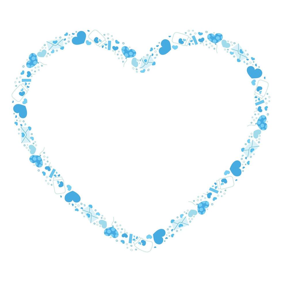Hand drawn hearts border and frame on white background vector
