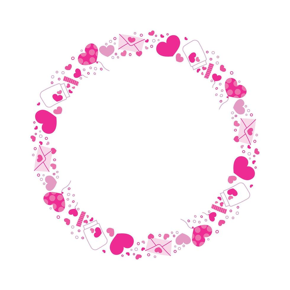 Hand drawn hearts border and frame on white background vector