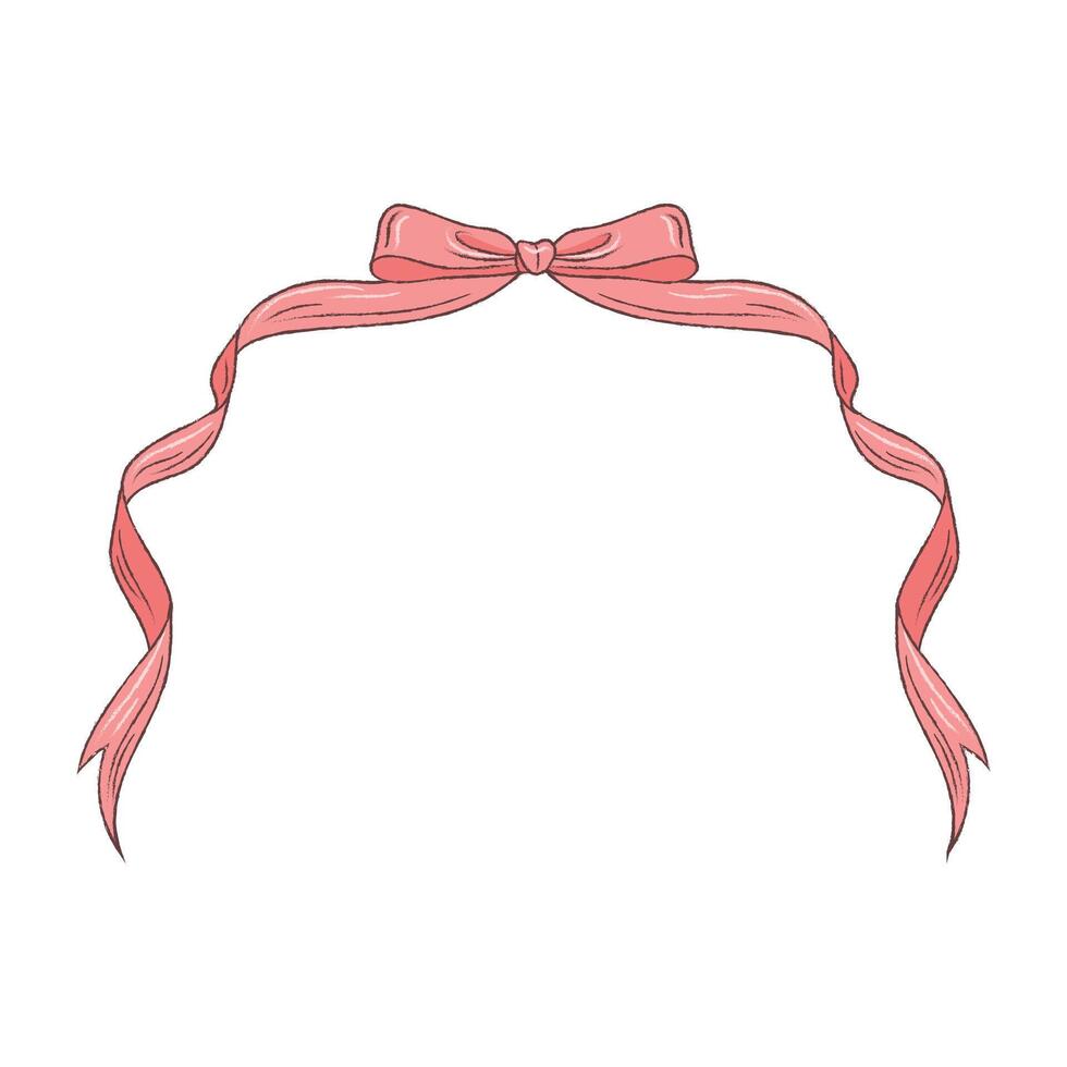 Hand drawn christmas ribbon on white background vector