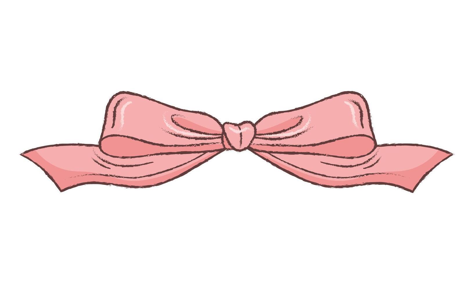 Hand drawn christmas ribbon on white background vector