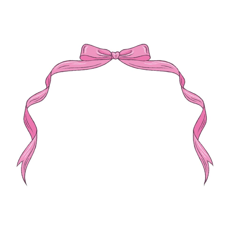 Hand drawn christmas ribbon on white background vector