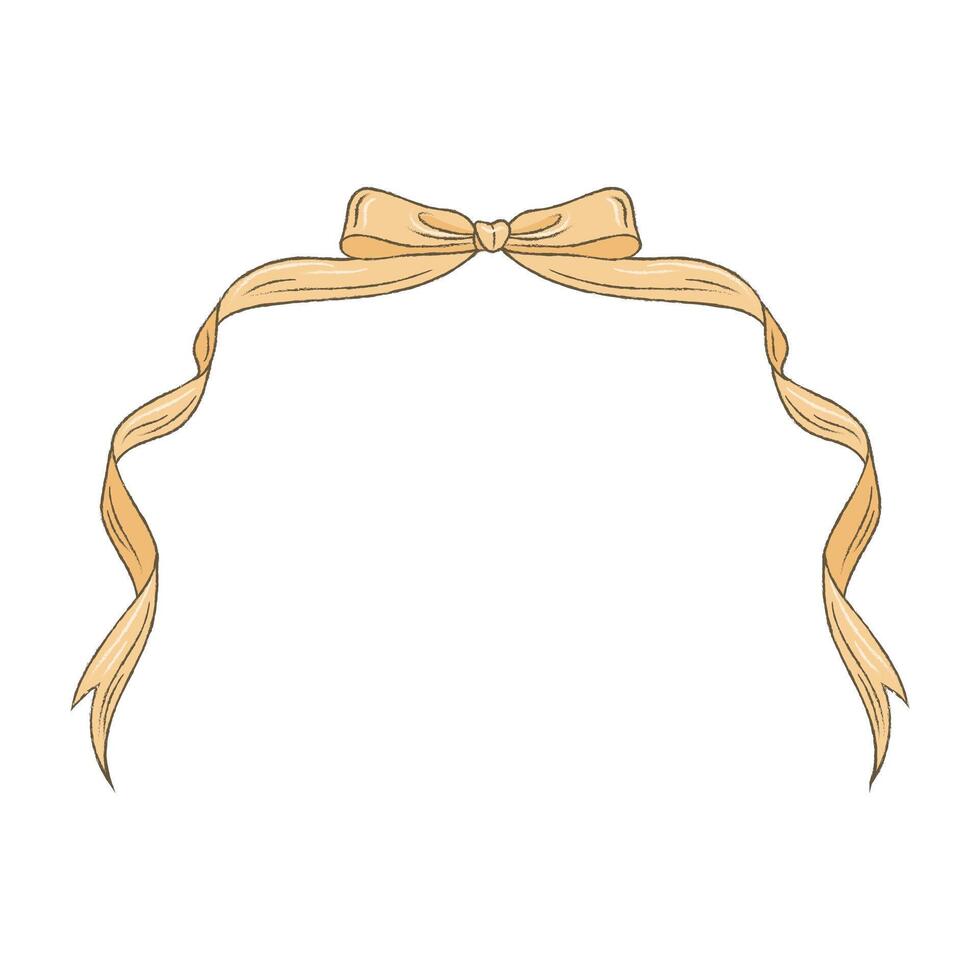 Hand drawn christmas ribbon on white background vector