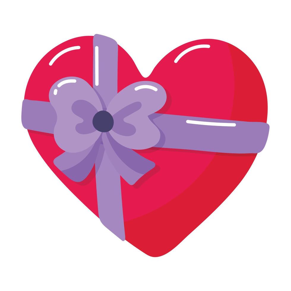 Heart tied ribbon. Heart shape gift for valentines day on white vector