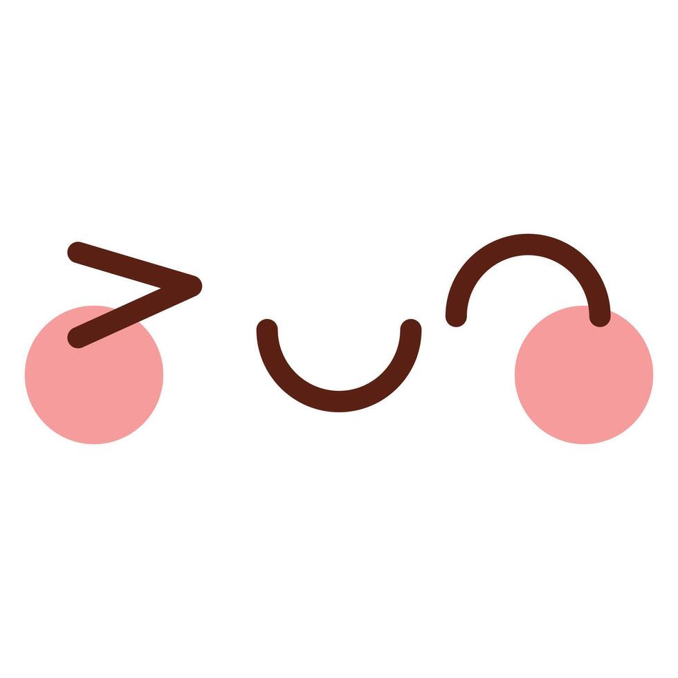 Hand drawn kawaii face on white background vector