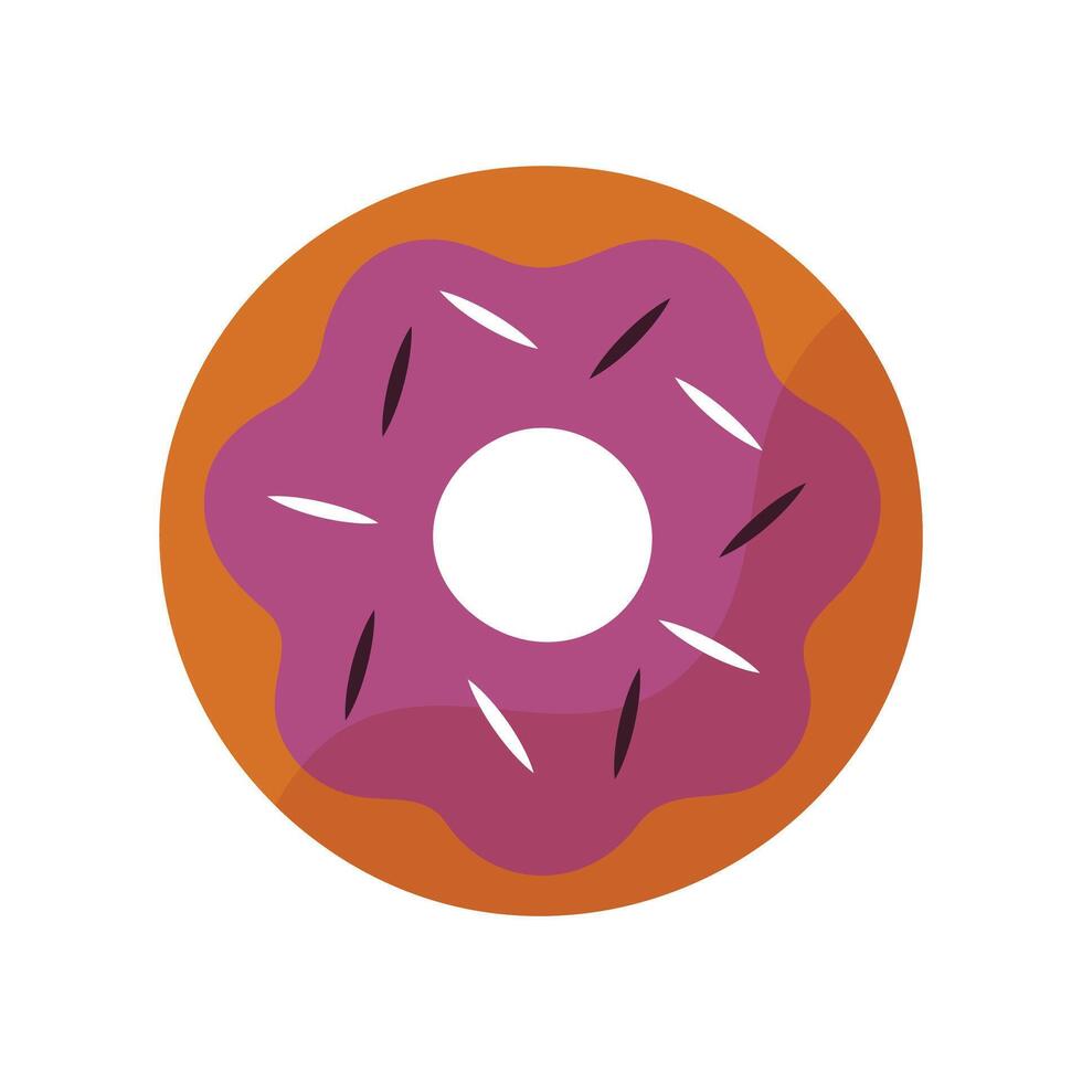 lindo, vistoso y lustroso rosquilla con dulce vidriar y multicolor polvo. rociado rosquilla icono vector