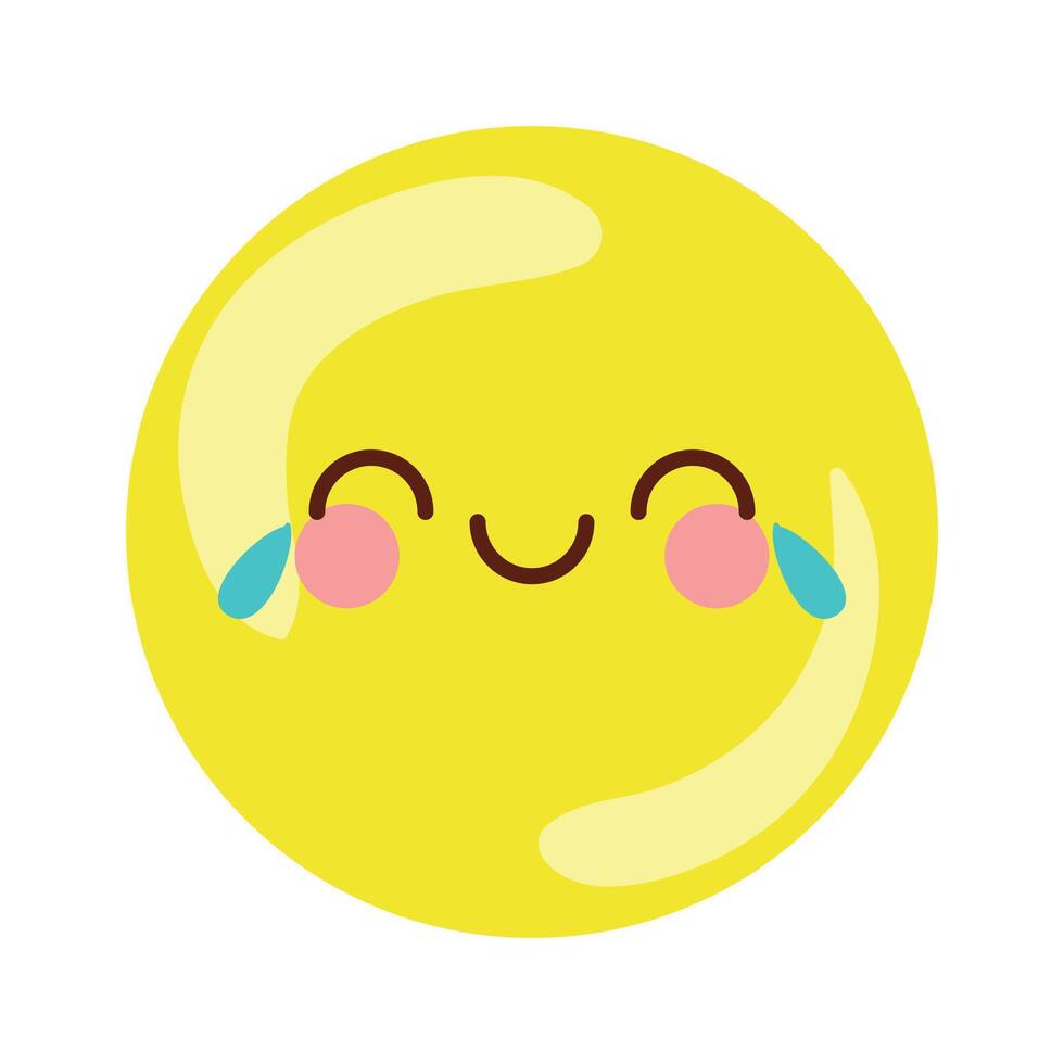 Emoji smiling cartoon kawaii on white background vector
