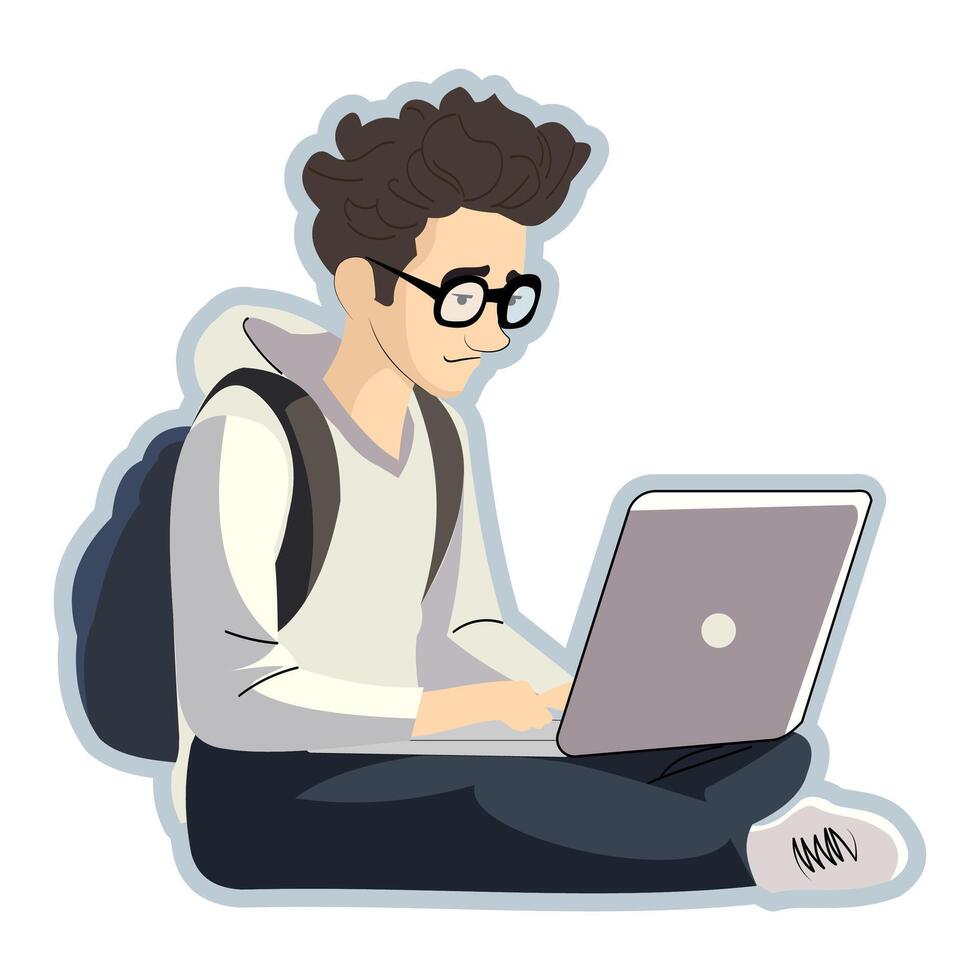 Guy with laptop vector