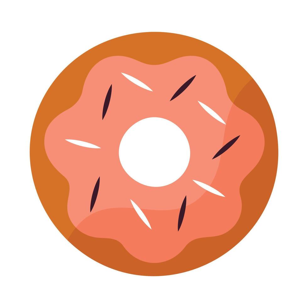 Cute, colorful and glossy donut with sweet glaze and multicolored powder vector