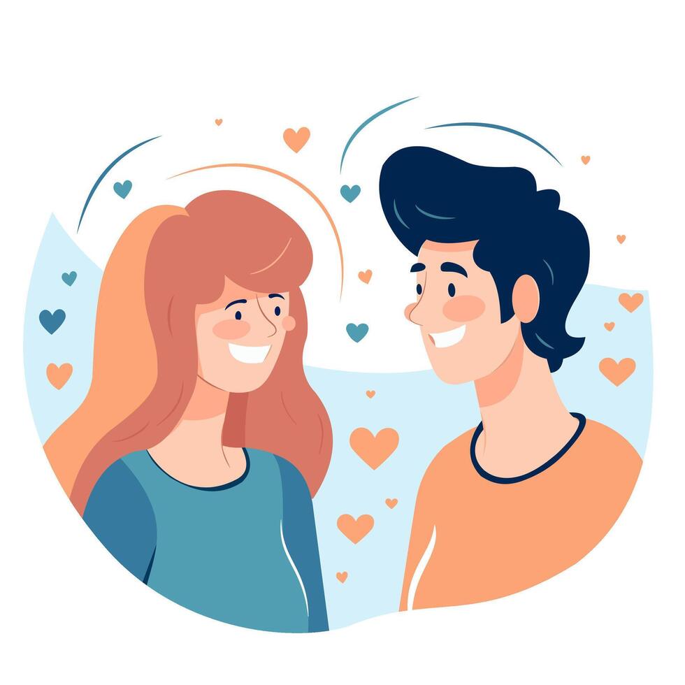 Smiling couple talking and looking to each other vector