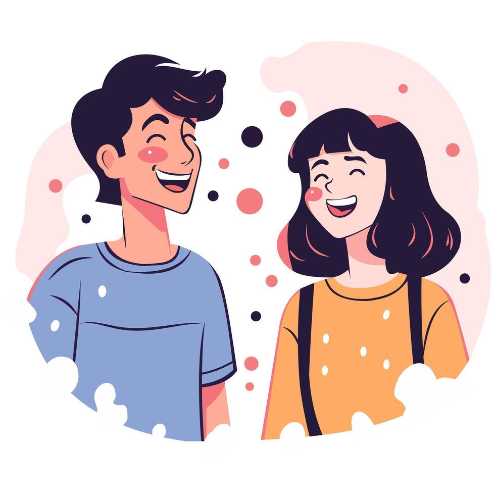Smiling couple talking and looking to each other vector