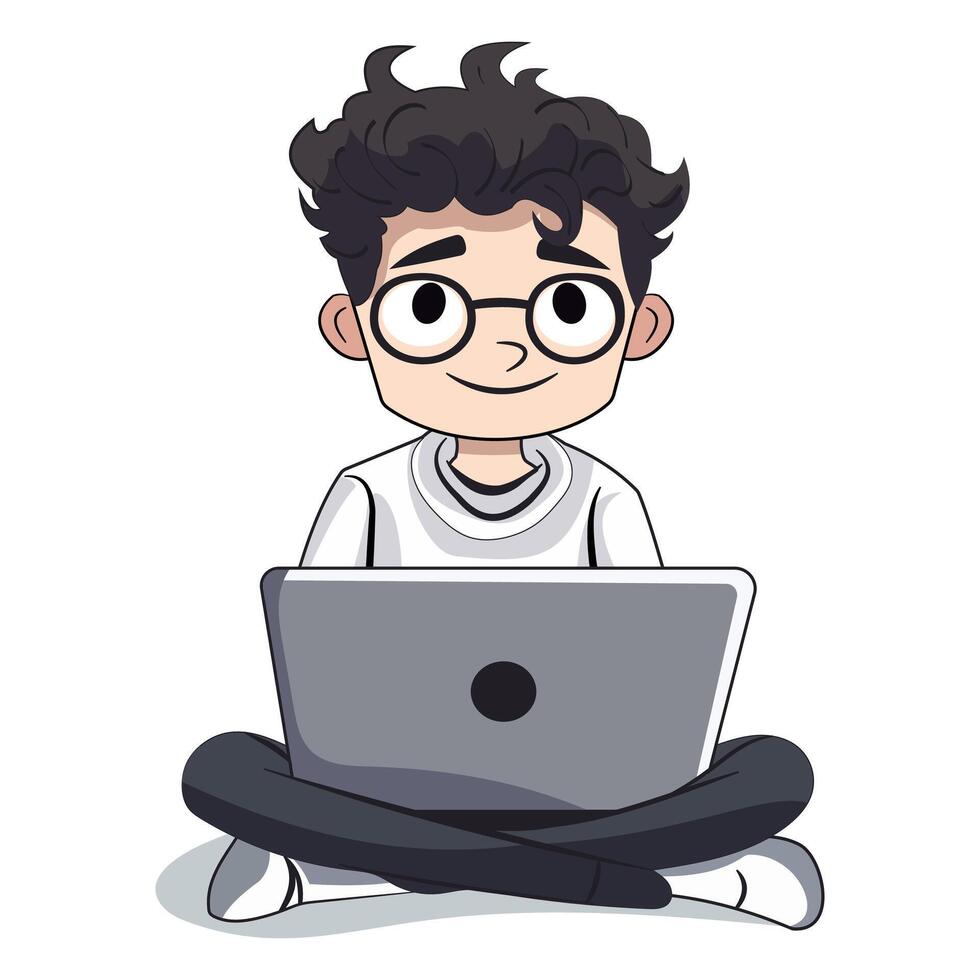 Guy with laptop vector