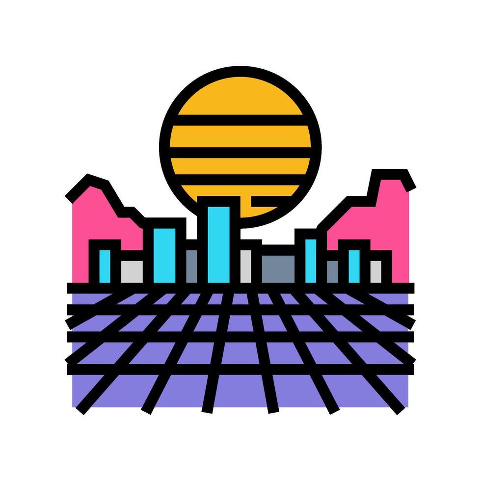 synthwave cyberpunk color icon illustration vector