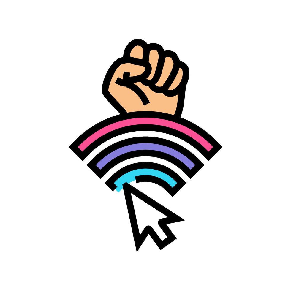 hacktivism cyberpunk color icon illustration vector