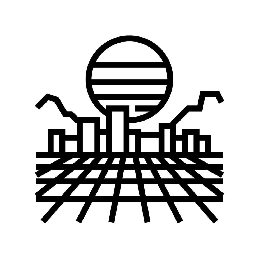 synthwave cyberpunk line icon illustration vector