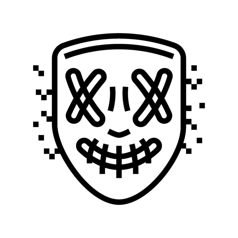 hacker mask cyberpunk line icon illustration vector