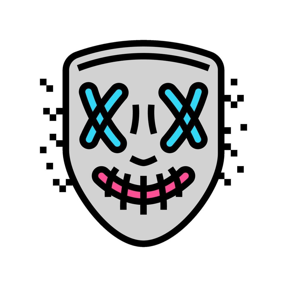 hacker máscara cyberpunk color icono ilustración vector