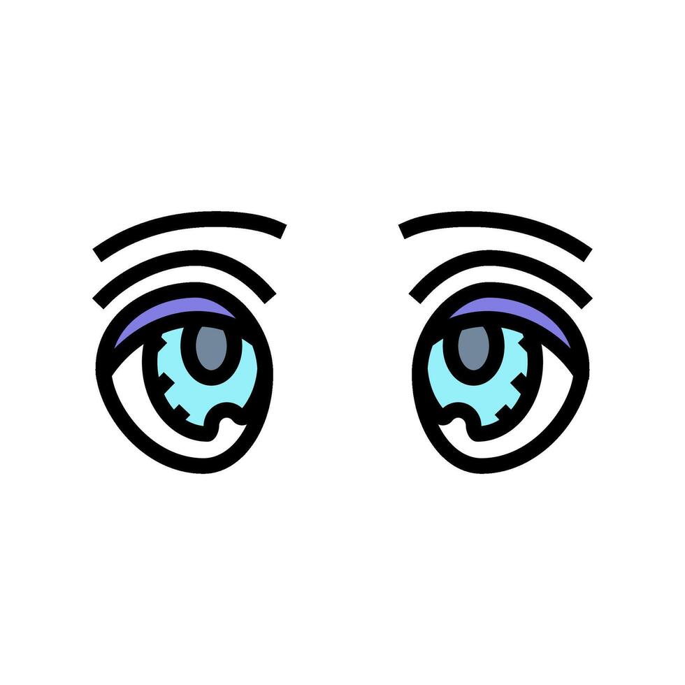 big eyes kawaii color icon illustration vector