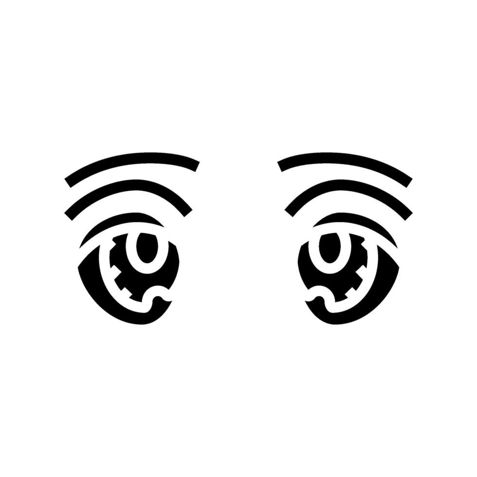 big eyes kawaii glyph icon illustration vector