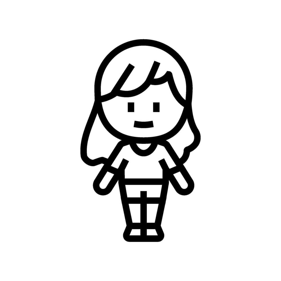 chibi character girl line icon illustration vector