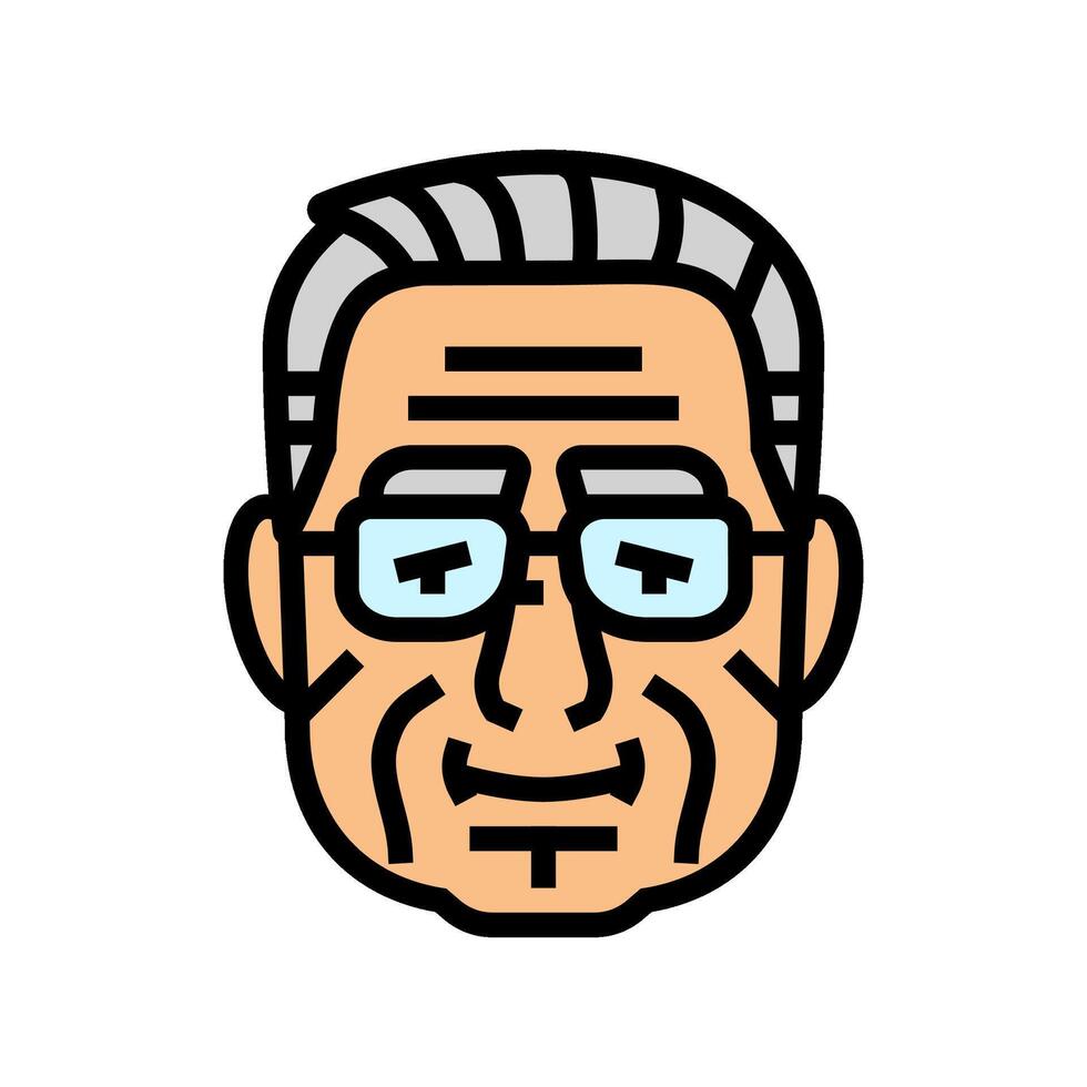 mayor antiguo hombre avatar color icono ilustración vector