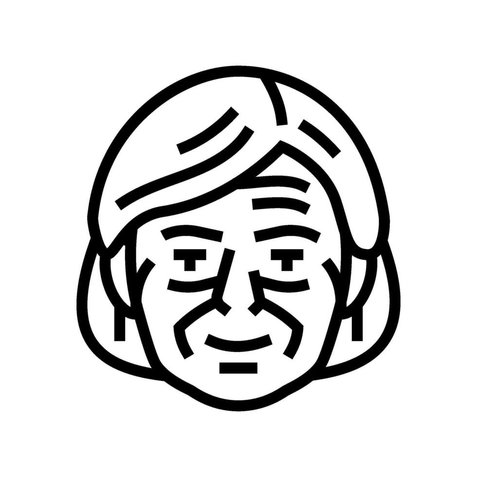 old woman avatar line icon illustration vector