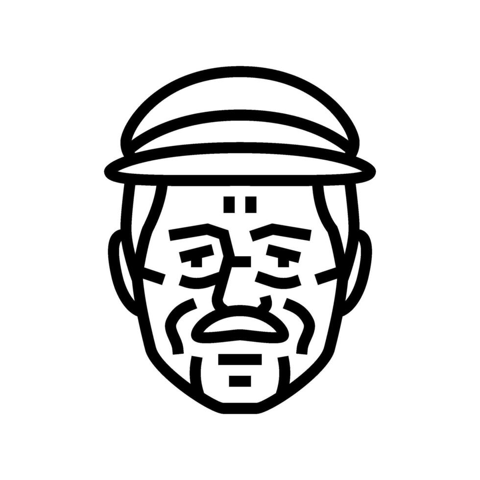 pensioner old man avatar line icon illustration vector