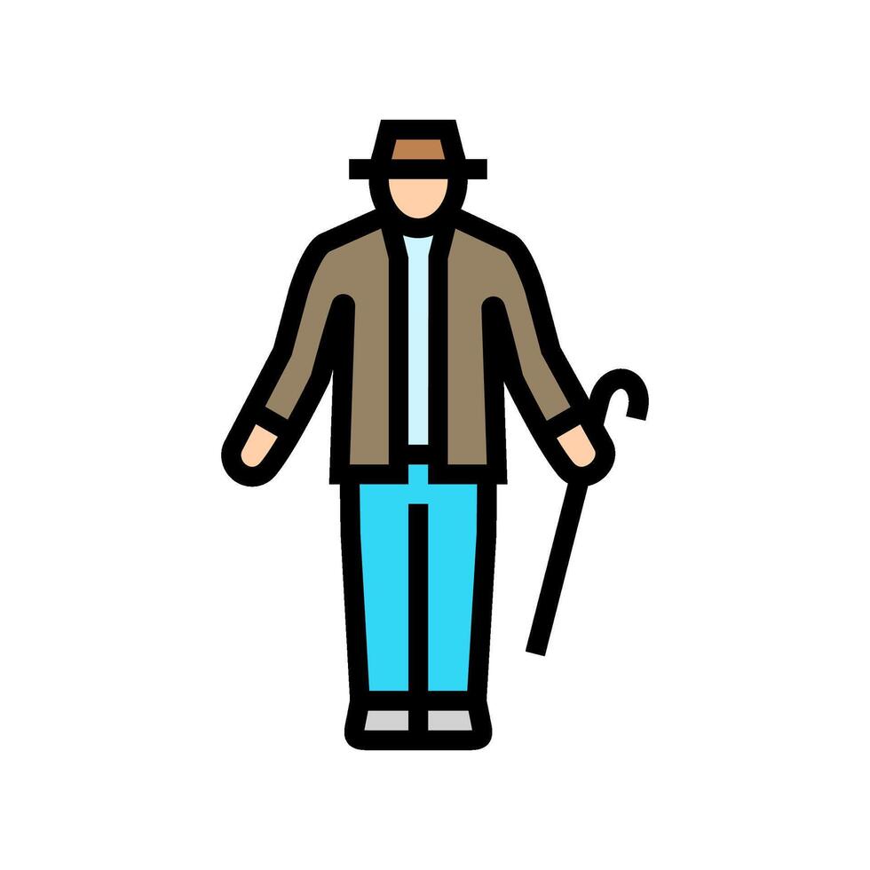 pensionista antiguo hombre color icono ilustración vector