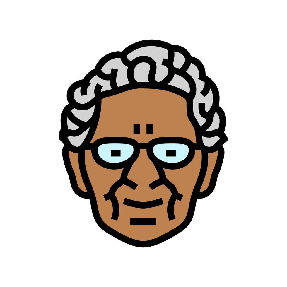 senior old woman avatar color icon illustration vector