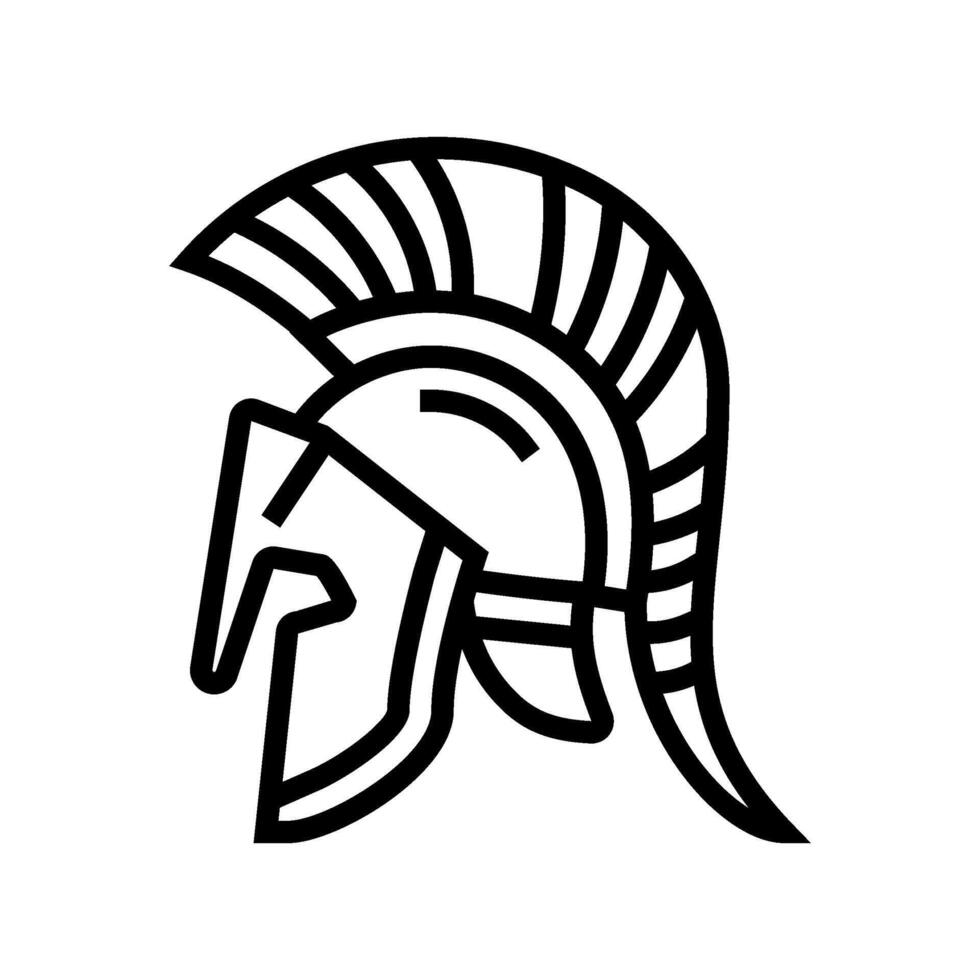 helmet ancient soldier line icon illustration vector