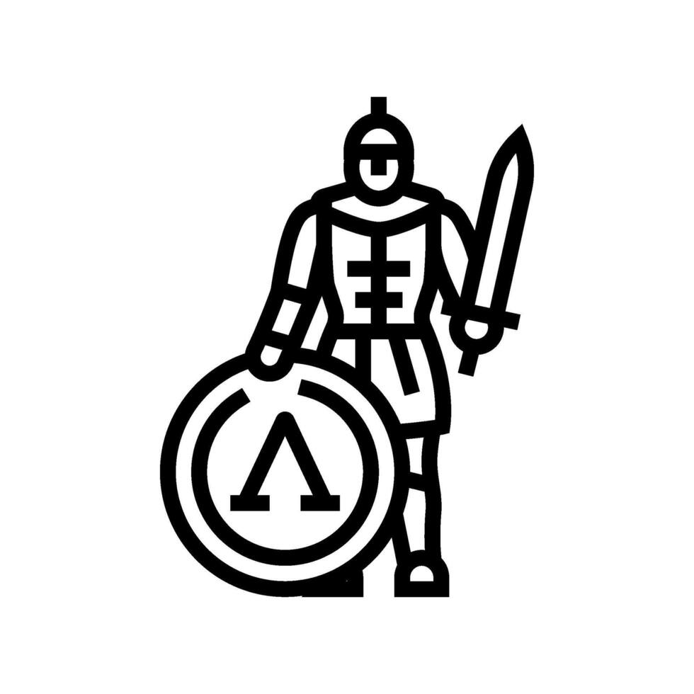 guerrero espartano romano griego línea icono ilustración vector