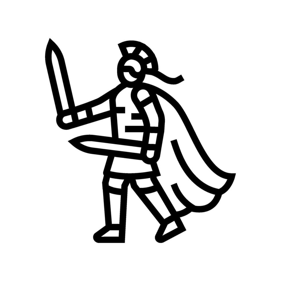 warrior ancient soldier line icon illustration vector