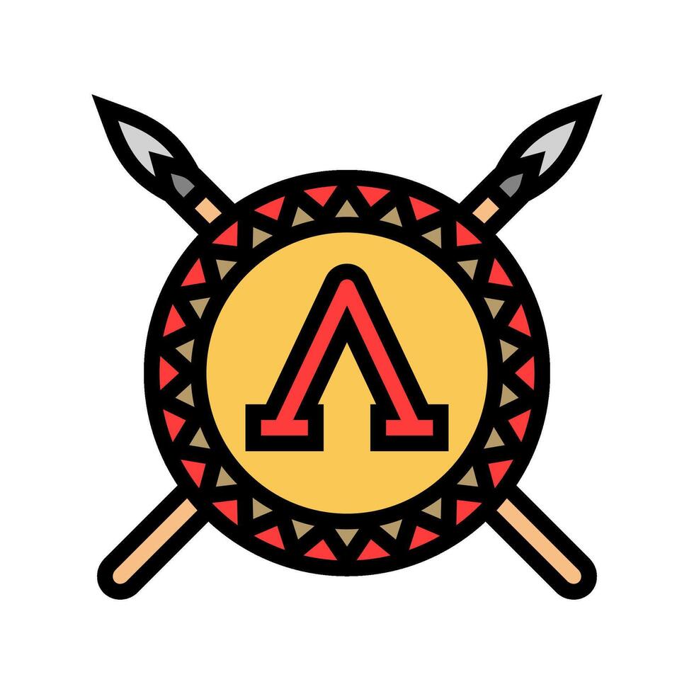 badge spartan roman greek color icon illustration vector