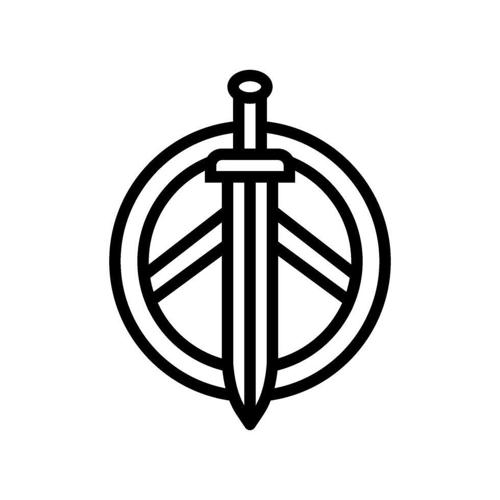 badge battle spartan roman line icon illustration vector