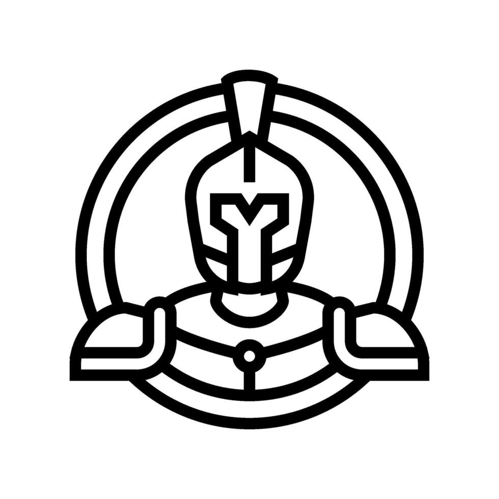 badge sparta warrior line icon illustration vector