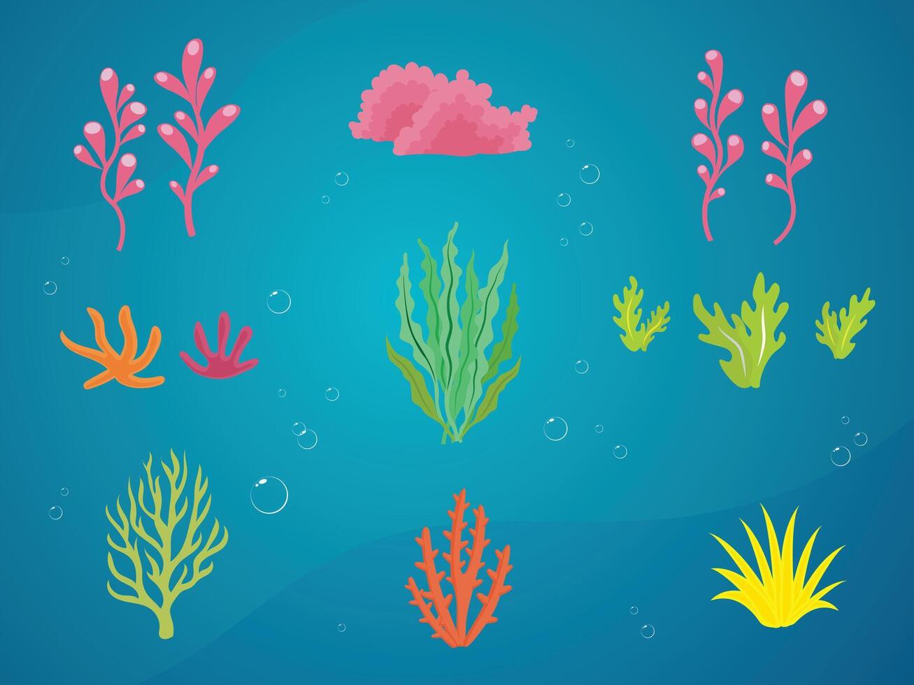 coral seaweed ocean sea underwater collection illustration design for decoration vector