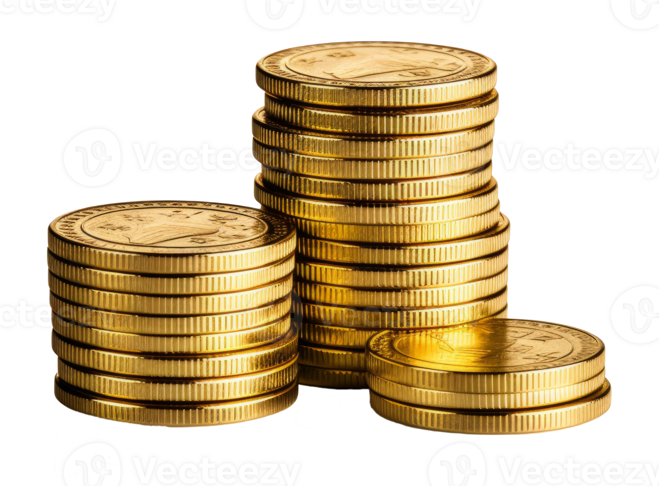 gold coins isolated on transparent background png