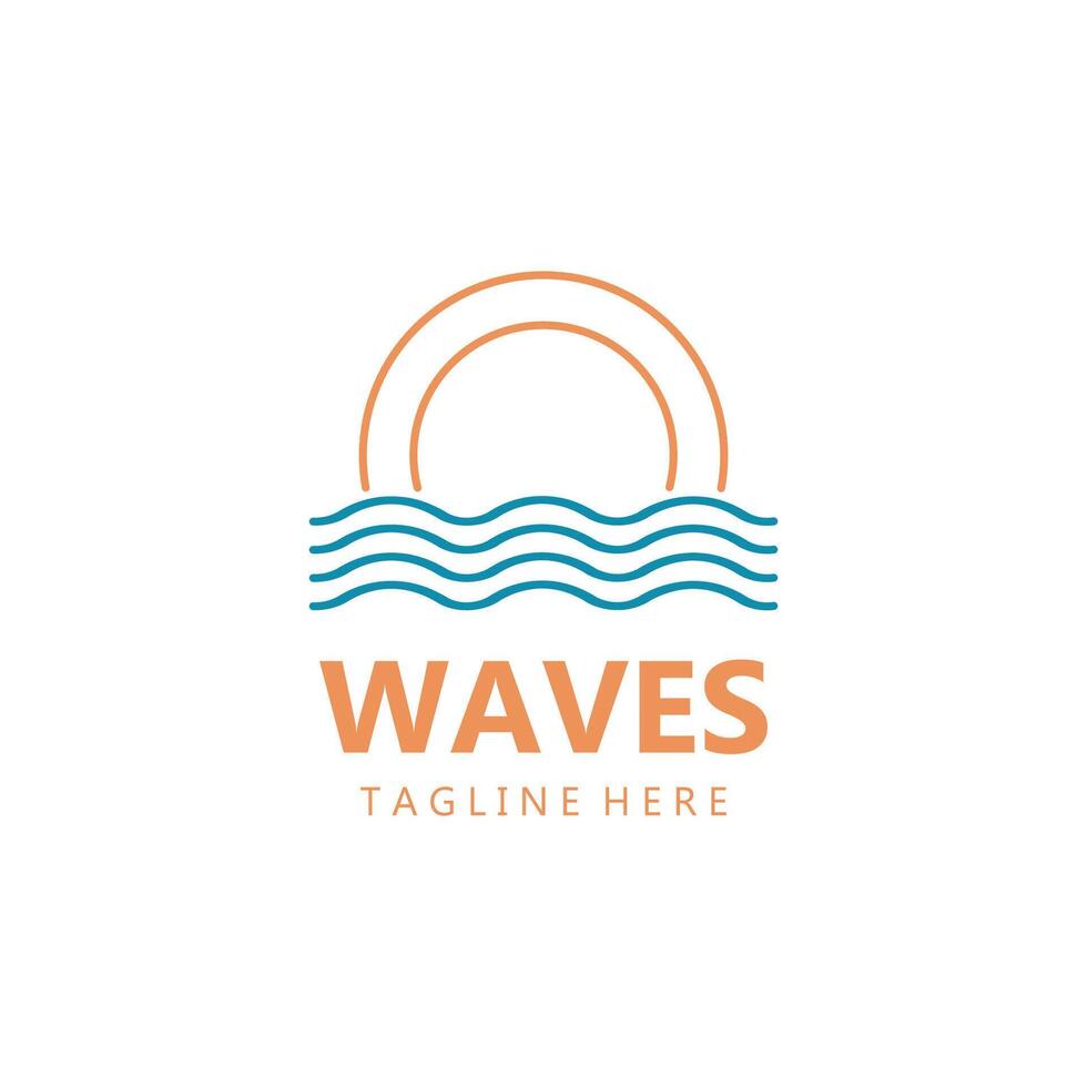 water wave logo, beach waves, sea, design vector