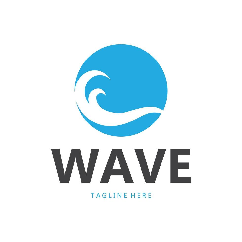 water wave logo, beach waves, sea, design vector