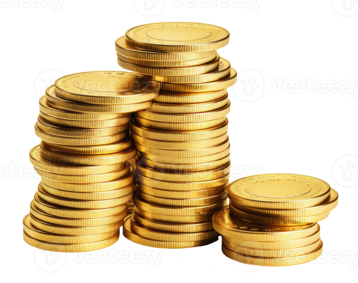 gold coins isolated on transparent background png